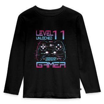 11th Birthday Level 11 Complete Retro Boys Game - Kids' Premium Longsleeve Shirt - black - Front - AI Model Kid Male (0cm)