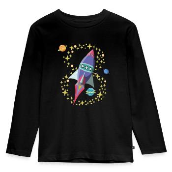 Rocket 8th Birthday 8 Years Space Travel Spaceship - Kids' Premium Longsleeve Shirt - black - Front - AI Model Kid Male (0cm)