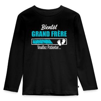 Bientôt Grand frère Cadeau Futur Grand frère - T-shirt manches longues Premium Enfant - noir - Devant - AI Model Kid Male (0cm)