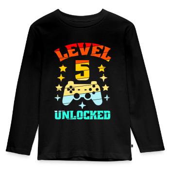 5. Geburtstag Level 5 unlocked - Kinder Premium Bio Langarmshirt - Schwarz - Vorne - AI Model Kid Male (0cm)