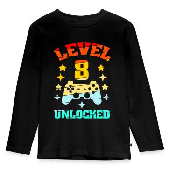 8. Geburtstag Level 8 unlocked - Kinder Premium Bio Langarmshirt - Schwarz - Vorne - AI Model Kid Male (0cm)