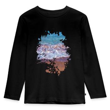 Wellen - Kinder Premium Bio Langarmshirt - Schwarz - Vorne - AI Model Kid Male (0cm)
