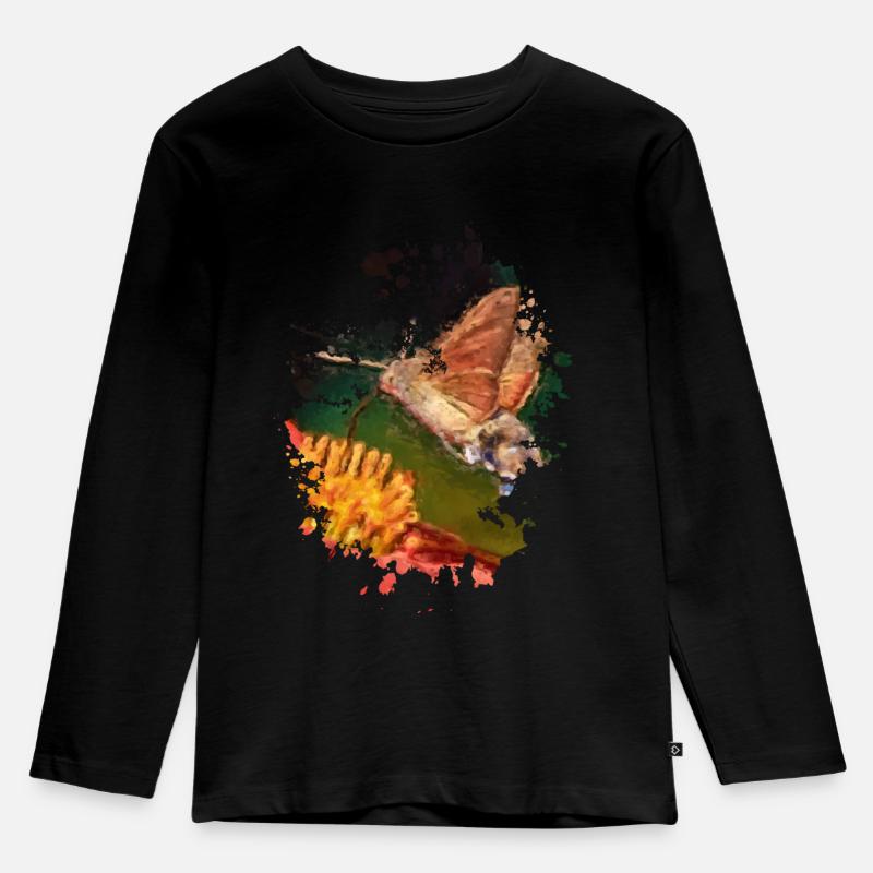 Schmetterling - Kinder Premium Bio Langarmshirt - Schwarz