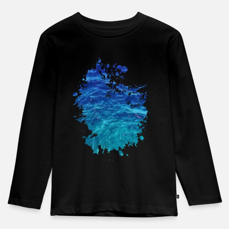 Wasser - Kinder Premium Bio Langarmshirt - Schwarz