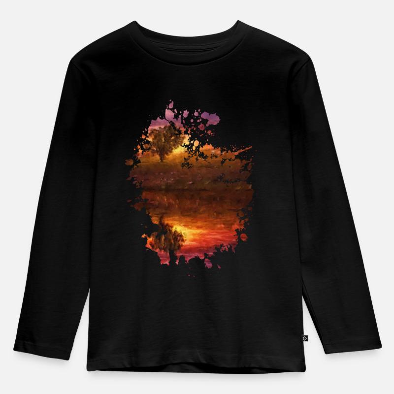 Sonne - Kinder Premium Bio Langarmshirt - Schwarz