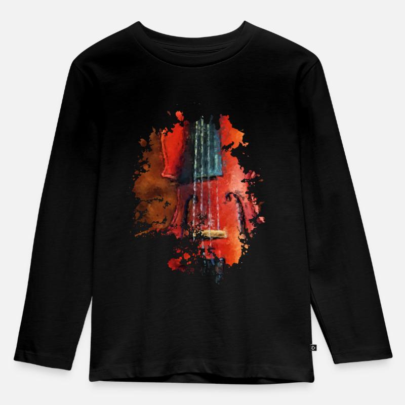Violine - Kinder Premium Bio Langarmshirt - Schwarz