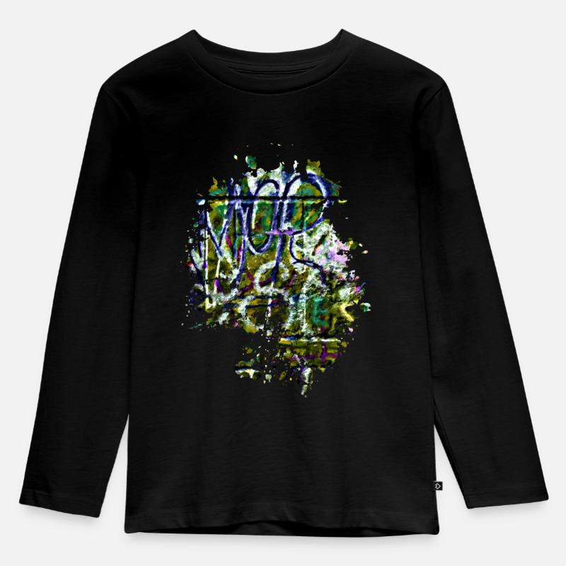 Graffiti - Kinder Premium Bio Langarmshirt - Schwarz