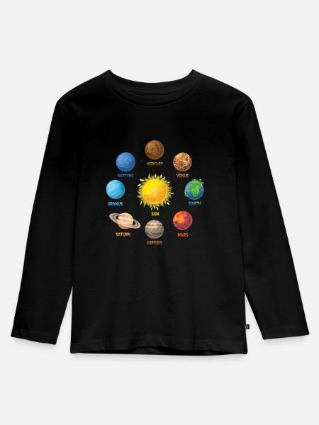 Planeten Sonnensystem - Kinder Premium Bio Langarmshirt - Schwarz