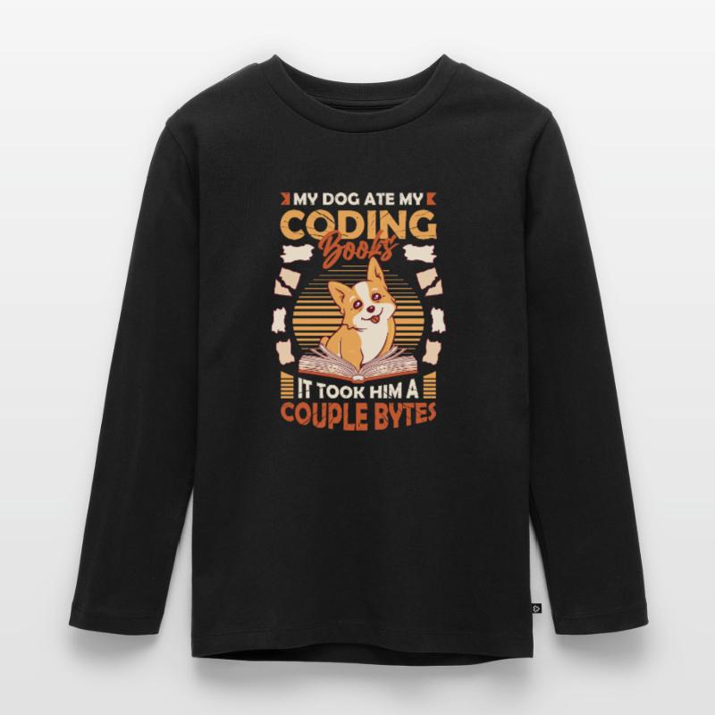 Dog Bytes Code Computer Joke Programming Kids' Premium Longsleeve Shirt