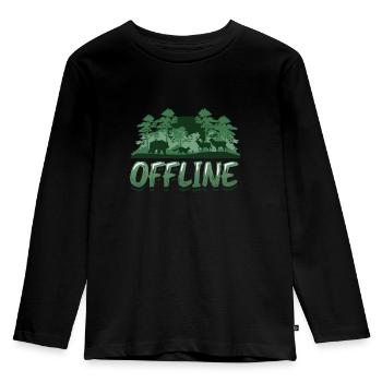 Offline, Naturliebhaber, wandern - Kinder Premium Bio Langarmshirt - Schwarz - Vorne - AI Model Kid Male (0cm)