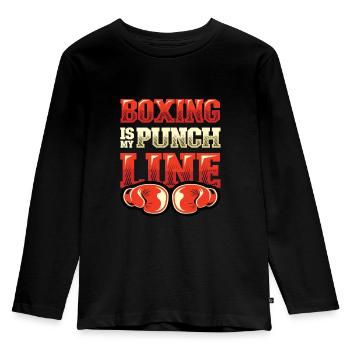 La boxe est ma punchline, les boxeurs, les arts martiaux - T-shirt manches longues Premium Enfant - noir - Devant - AI Model Kid Male (0cm)