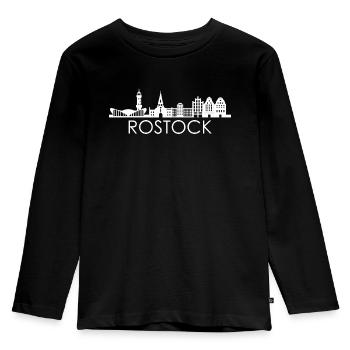 The city of Rostock Skyline Germany Rostock - Kids' Premium Longsleeve Shirt - black - Front - AI Model Kid Male (0cm)