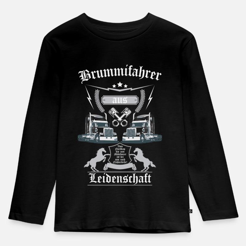 Trucker aus Leidenschaft - Kinder Premium Bio Langarmshirt - Schwarz