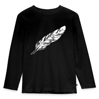 Feder - Kinder Premium Bio Langarmshirt - Schwarz - Vorne - AI Model Kid Male (0cm)