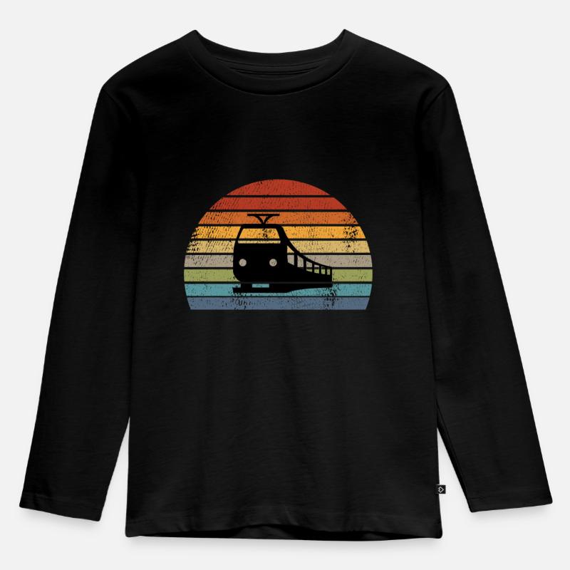 Züge - Kinder Premium Bio Langarmshirt - Schwarz