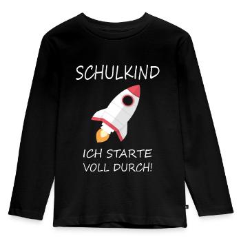 Schulkind - Kinder Premium Bio Langarmshirt - Schwarz - Vorne - AI Model Kid Male (0cm)