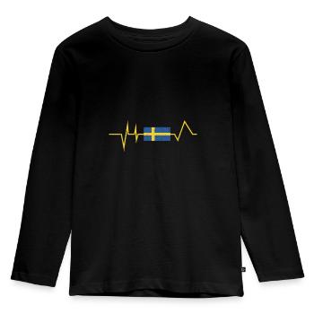 Suède drapeau suédois Battement de coeur suédois - T-shirt manches longues Premium Enfant - noir - Devant - AI Model Kid Male (0cm)