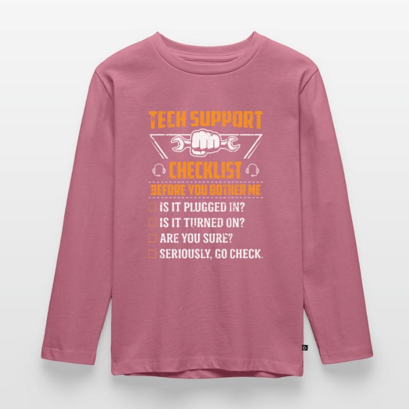 Technology Support Checklist Computer IT Informatics Kids' Premium Longsleeve Shirt