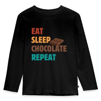 Mangez Sleep Chocolate Repeat - Dicton au chocolat - T-shirt manches longues Premium Enfant - noir - Devant - AI Model Kid Male (0cm)