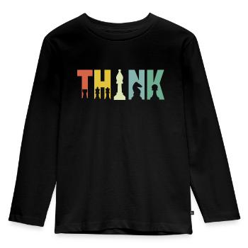 Pensez aux pièces d’échecs - T-shirt manches longues Premium Enfant - noir - Devant - AI Model Kid Male (0cm)
