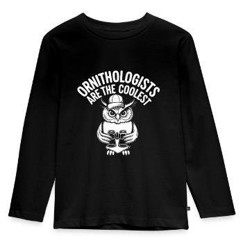 Ornithologists are the coolest funny owl - Kids' Premium Longsleeve Shirt - black - Front - AI Model Kid Male (0cm)