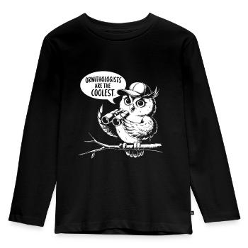 Ornithologists are the coolest funny owl - Kids' Premium Longsleeve Shirt - black - Front - AI Model Kid Male (0cm)