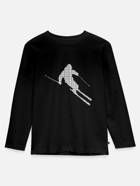 Ski Skifahrer - Kinder Premium Bio Langarmshirt - Schwarz