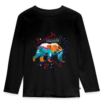 Polygone ours brun - T-shirt manches longues Premium Enfant - noir - Devant - AI Model Kid Male (0cm)