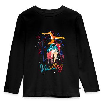 Voltigieren Pferd Geschenk - Kinder Premium Bio Langarmshirt - Schwarz - Vorne - AI Model Kid Male (0cm)