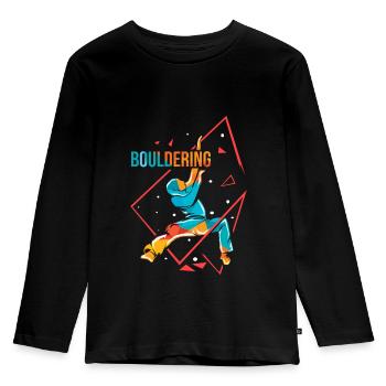 Bouldern - Kinder Premium Bio Langarmshirt - Schwarz - Vorne - AI Model Kid Male (0cm)