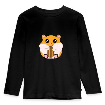 Fat sweet hamster - Kids' Premium Longsleeve Shirt - black - Front - AI Model Kid Male (0cm)
