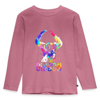 Gibbon Polygon Geschenk - Kinder Premium Bio Langarmshirt - Mauve - Vorne - AI Model Kid Female (0cm)