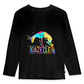 Gazelle Polygon - Kinder Premium Bio Langarmshirt - Schwarz - Vorne - AI Model Kid Male (0cm)