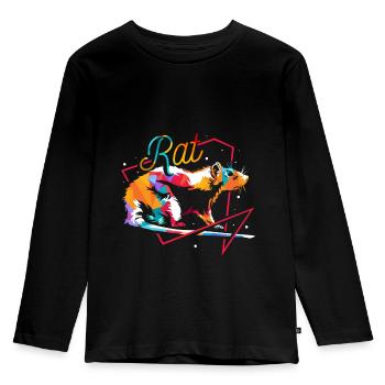 Ratte Polygon - Kinder Premium Bio Langarmshirt - Schwarz - Vorne - AI Model Kid Male (0cm)