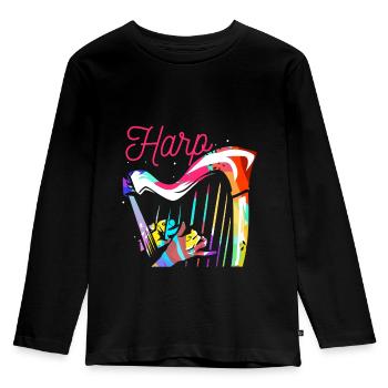 harpe - T-shirt manches longues Premium Enfant - noir - Devant - AI Model Kid Male (0cm)