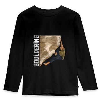 Bouldern Klettern - Kinder Premium Bio Langarmshirt - Schwarz - Vorne - AI Model Kid Male (0cm)