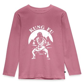 Kung Fu - Kinder Premium Bio Langarmshirt - Mauve - Vorne - AI Model Kid Female (0cm)
