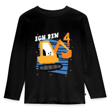 4. Geburtstag Ich bin 4 Bagger - Kinder Premium Bio Langarmshirt - Schwarz - Vorne - AI Model Kid Male (0cm)