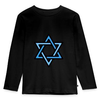 Shalom Star of David Hebrew Jews Judaism Jew - Kids' Premium Longsleeve Shirt - black - Front - AI Model Kid Male (0cm)