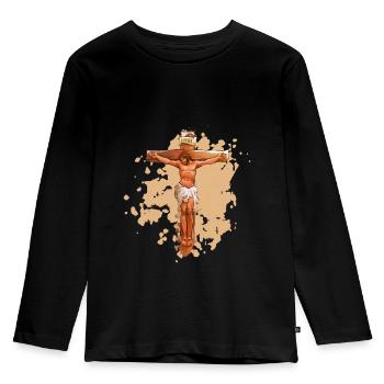 Jesus Christ Design For Christianity Christian - Kids' Premium Longsleeve Shirt - black - Front - AI Model Kid Male (0cm)