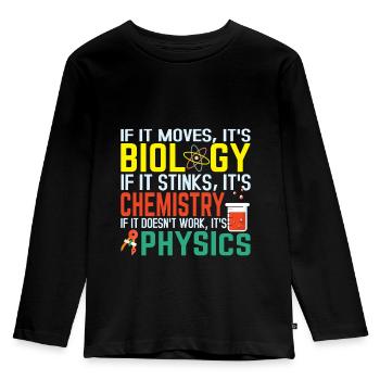 Biology Chemistry Physics - Kids' Premium Longsleeve Shirt - black - Front - AI Model Kid Male (0cm)