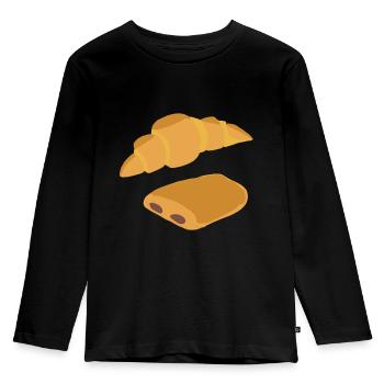 Pain au chocolat, croissant, viennoiseries - T-shirt manches longues Premium Enfant - noir - Devant - AI Model Kid Male (0cm)