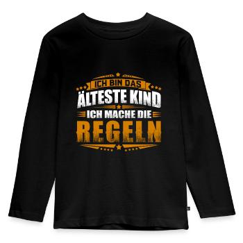 Ich bin das älteste Kind - ich mache die Regeln - Kinder Premium Bio Langarmshirt - Schwarz - Vorne - AI Model Kid Male (0cm)