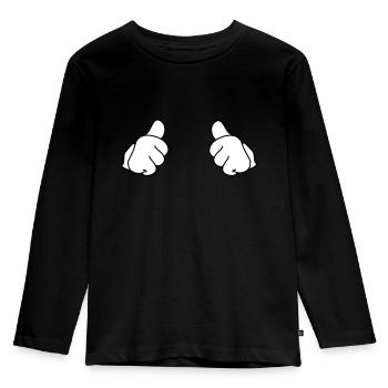 Daumen thumbs - Kinder Premium Bio Langarmshirt - Schwarz - Vorne - AI Model Kid Male (0cm)