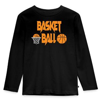 Basketball mit Korb Basketball Game - Kinder Premium Bio Langarmshirt - Schwarz - Vorne - AI Model Kid Male (0cm)
