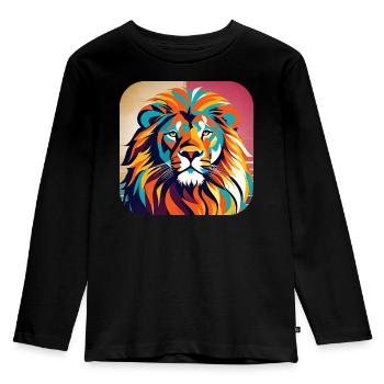 Fier lion dans un style rétro - T-shirt manches longues Premium Enfant - noir - Devant - AI Model Kid Male (0cm)