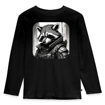 Casual Cyberspace Raccoon - Kids' Premium Longsleeve Shirt - black - Front - AI Model Kid Male (0cm)