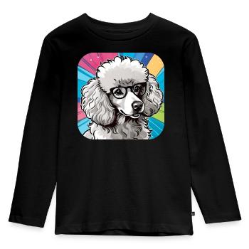 Cute Toy Poodle with Glasses II - Kids' Premium Longsleeve Shirt - black - Front - AI Model Kid Male (0cm)