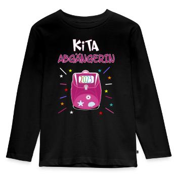 Schulkind 2023 - Kita Abgängerin - Kinder Premium Bio Langarmshirt - Schwarz - Vorne - AI Model Kid Male (0cm)
