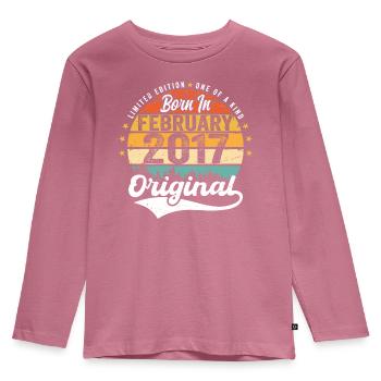Né en février 2017 - Cadeau d’anniversaire - T-shirt manches longues Premium Enfant - mauve - Devant - AI Model Kid Female (0cm)